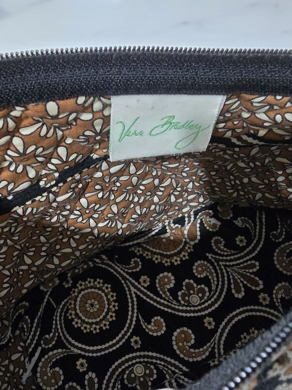 Vera Bradley Black with Brown and Cream Paisley Quilted Crossbody - Picture 3 of 3
